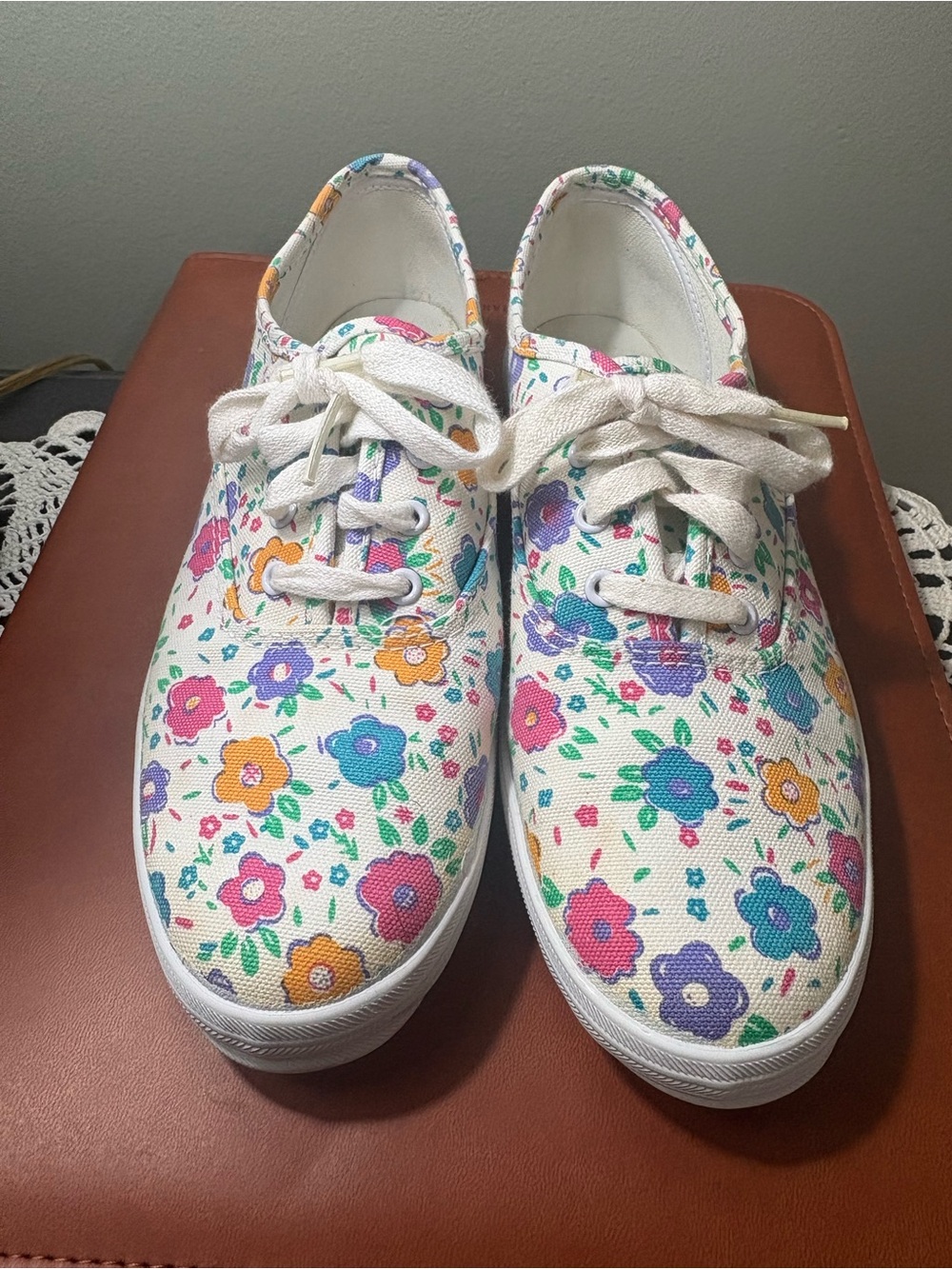 Keds Women’s Floral Canvas Lace-Up Sneakers - White Multicolor
